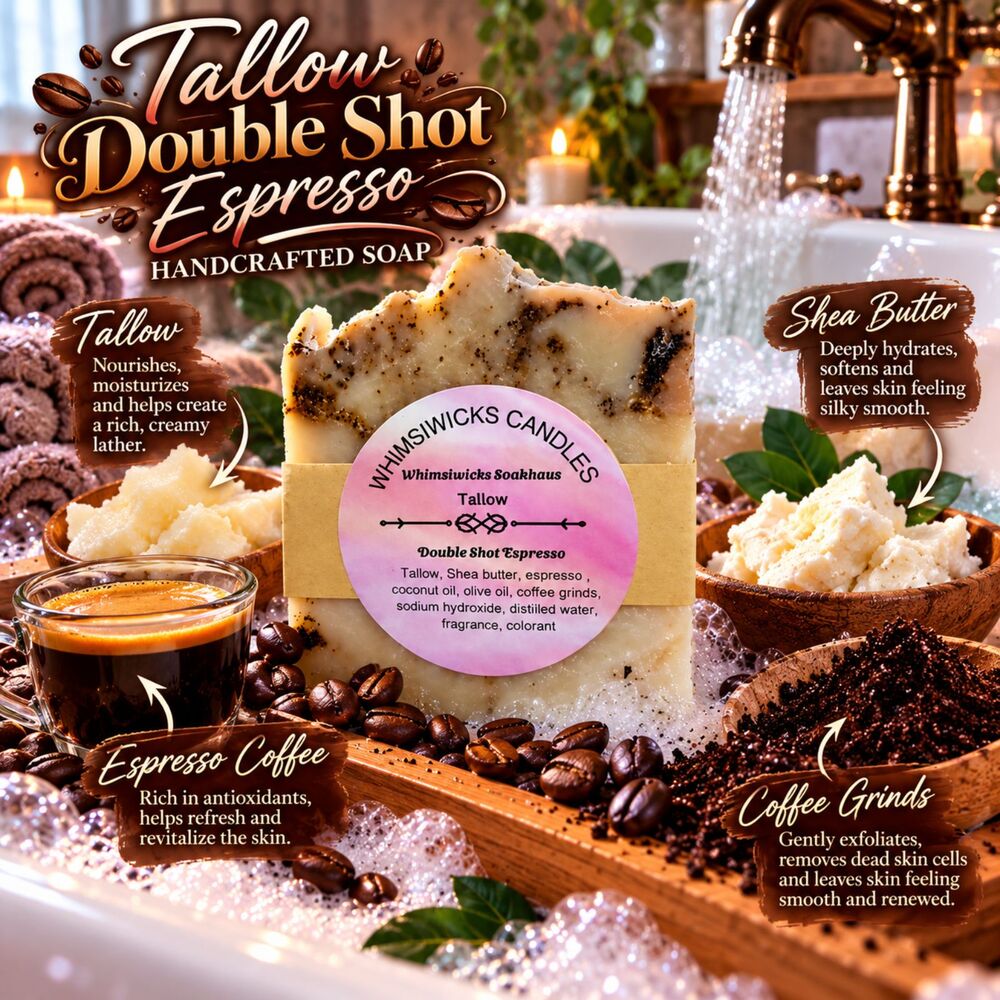 Handcrafted Tallow Double Shot Espresso Coffee Soap | Shea Butter Exfoliating